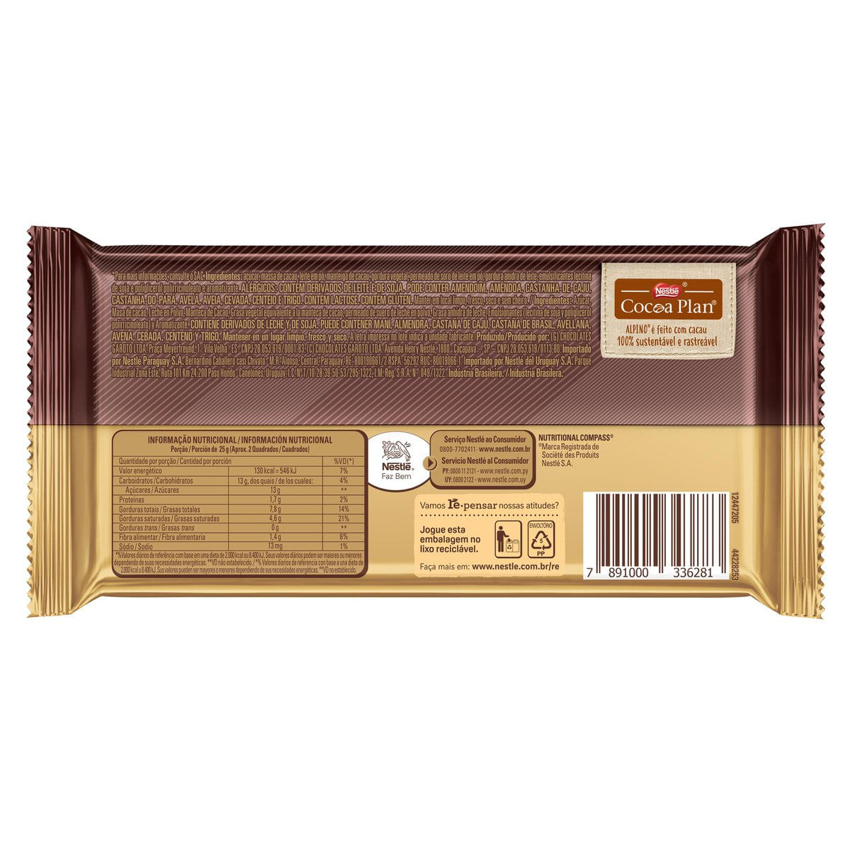 Chocolate ao Leite Lacta Pacote 34g