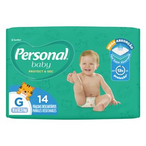 Fralda Descartável Personal Baby Protect & Sec G Pacote c/ 14 UnidUnid