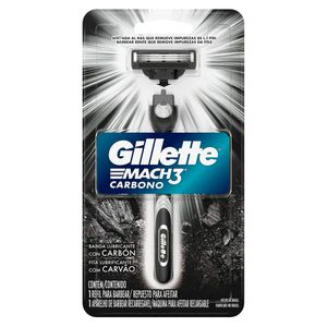 Aparelho e Carga p/ Barbear Gillette Mach3 Carbono Recarregável