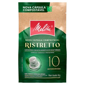 Café em Cápsula Torrado e Moído Ristretto Espresso Melitta Pacote 52g c/ 10 Unid de 5.2g Cada