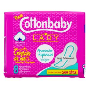 Absorvente Cottonbaby Lady Suave c/ Abas c/ 8 Unid