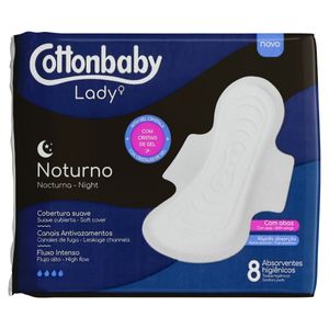 Absorvente Cottonbaby Lady Noturno c/ Abas c/ 8 Unid