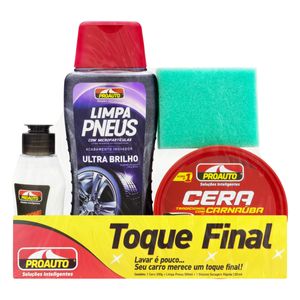 Kit Cera em Pasta 200g + Limpa Pneus Ultra Brilho + Silicone Proauto3X1Toque Final