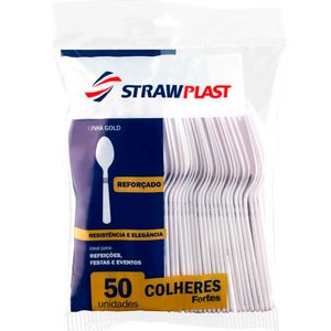 Colher Descartável Strawplast Reforçada c/ 50 Unid