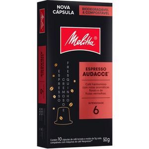 Café em Cápsula Melitta Torrado e Moído Espresso Audacce Caixa 50g c/ 10 Unid