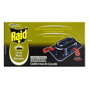 Inseticida Isca Mata Baratas Raid Caixa c/ 6 unid de 2.6g