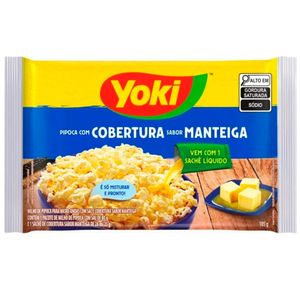 Pipoca p/ Micro-Ondas Yoki c/ Sal Cobertura Manteiga Pacote 105g