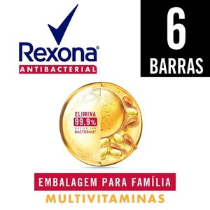 Sabonete em Barra Antibacterial Rexona Multivitaminas Envoltório 84g c/ 6 Unid Embalagem Família