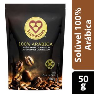 Café Solúvel Liofilizado 3 Corações Sachê 50g