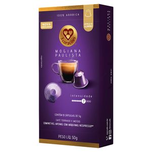 Café em Cápsulas Torrado e Moído 3 Corações Mogiana Paulista 5g c/ 10 Unid