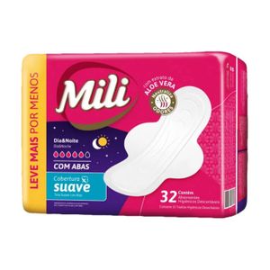 Absorvente Mili Suave c/ Abas Dia e Noite c/ 32 Unid