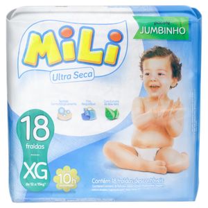 Fralda Descartável Mili Ultra Sec Jumbinho XG c/ 18 Unid