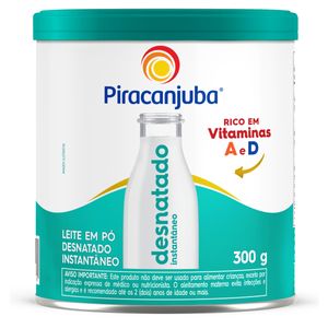 Leite em Pó Piracanjuba Desnatado Instantâneo Lata 300g